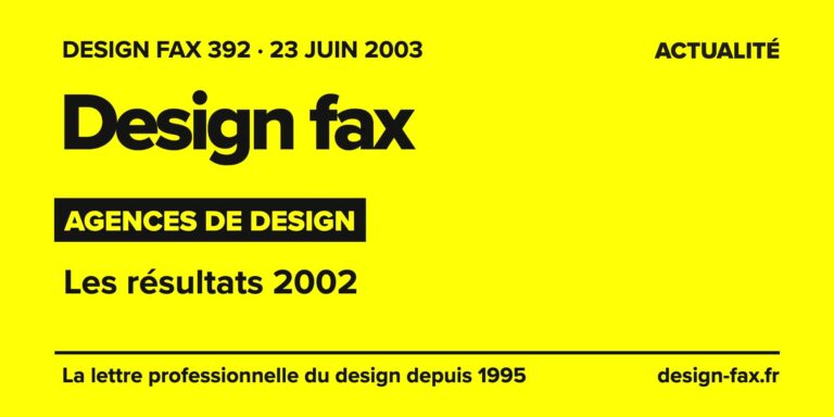 Design fax n° 392 – Agences de design – Les résultats 2002
