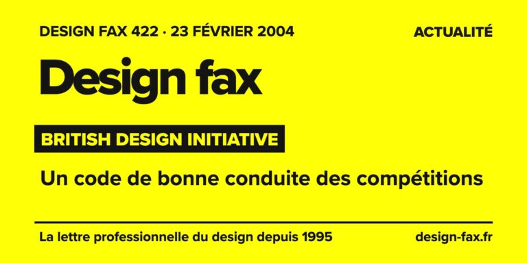Design fax n° 422 – British Design Initiative – Un code de bonne conduite des compétitions