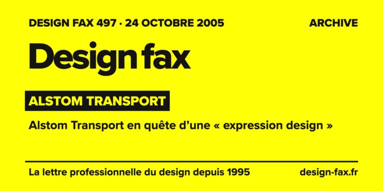 Design fax n° 497 – Alstom Transport – Alstom Transport en quête d’une « expression design »