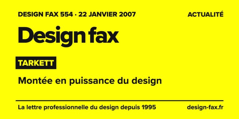 Design fax n° 554 – Tarkett – Montée en puissance du design