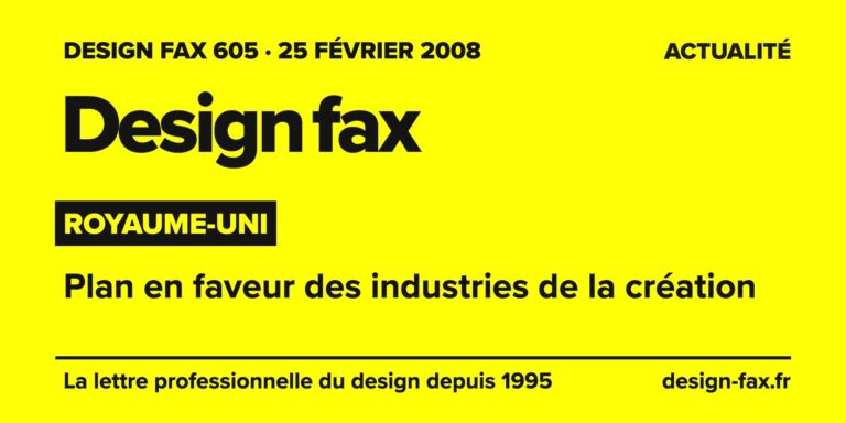 Design fax n° 605 – Royaume-Uni – Plan en faveur des industries de la création
