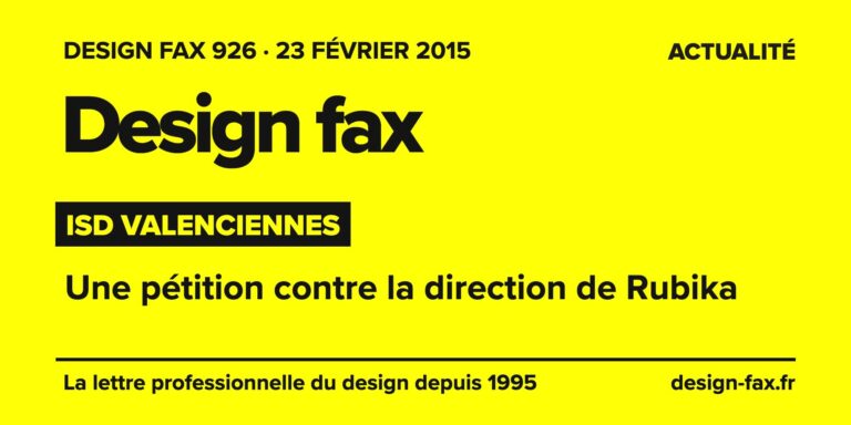 Design fax n° 926 – ISD Valenciennes – Une pétition contre la direction de Rubika