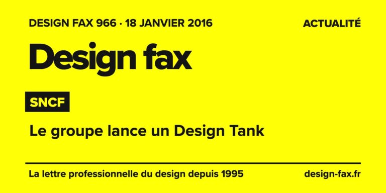 Design fax n° 966 – SNCF – Le groupe lance un Design Tank