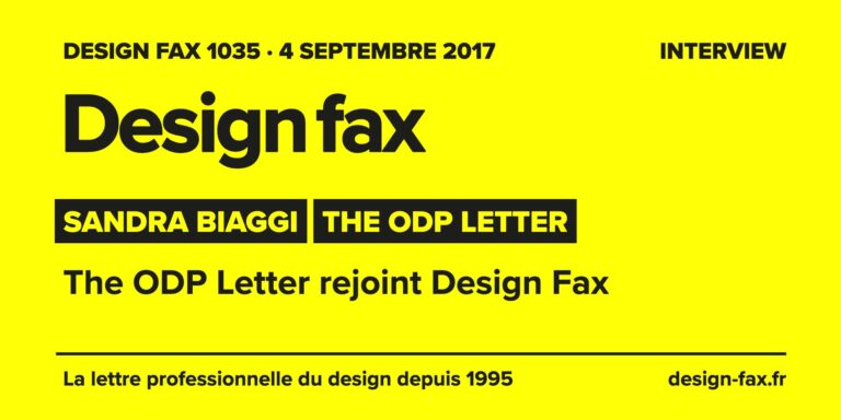 Design fax n° 1035 – Sandra Biaggi – The ODP Letter – The ODP Letter rejoint Design Fax
