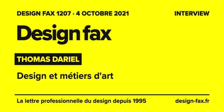 Design fax n° 1207 – Thomas Dariel – Design et métiers d'art