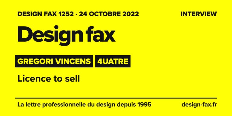 Design fax n° 1252 – Gregori Vincens, 4uatre – Licence to sell