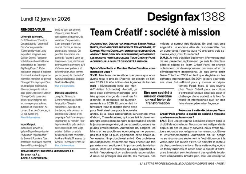 Une du Design fax 1370