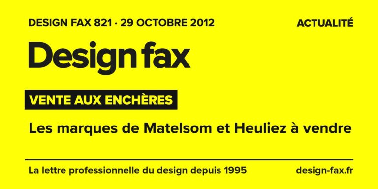 Design fax n° 821 – Vente aux enchères – Les marques de Matelsom et Heuliez à vendre