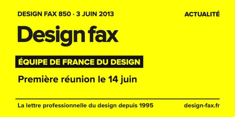 Design fax n° 850 – Équipe de France du design – Première réunion le 14 juin