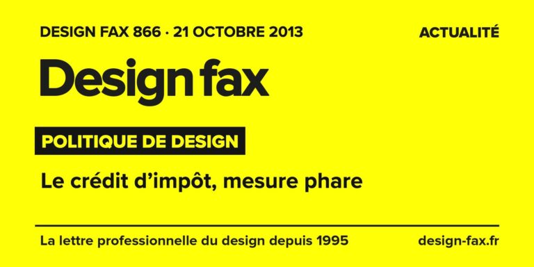 Design fax n° 866 – Politique de design – Le crédit d’impôt, mesure phare