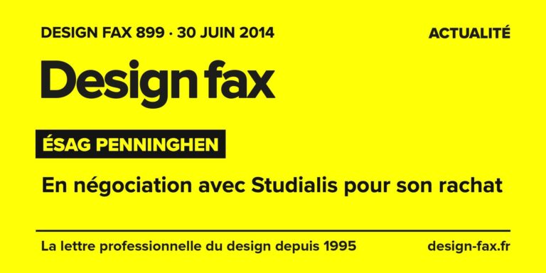 Design fax n° 899 – Ésag Penninghen – En négociation avec Studialis pour son rachat