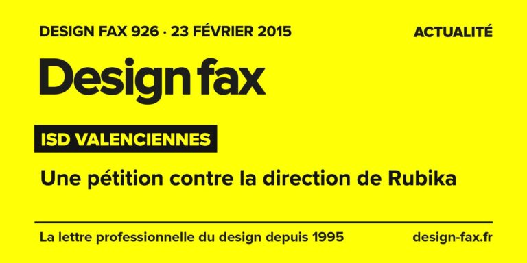 Design fax n° 926 – ISD Valenciennes – Une pétition contre la direction de Rubika