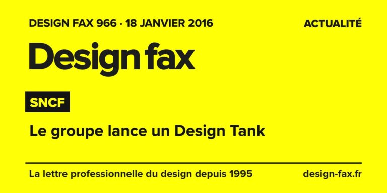 Design fax n° 966 – SNCF – Le groupe lance un Design Tank