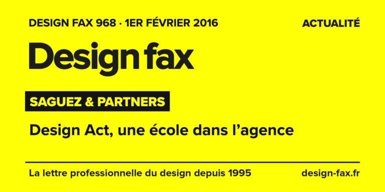 Design fax n° 968 – Saguez & Partners – Design Act, une école dans l’agence
